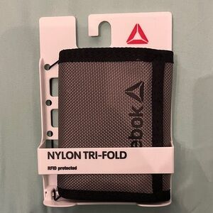NEW Reebok Gray Nylon Tri-Fold Wallet